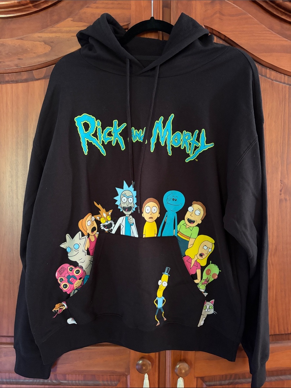 Rick and Morty Black Graphic Hoodie - Official Cartoon Crew